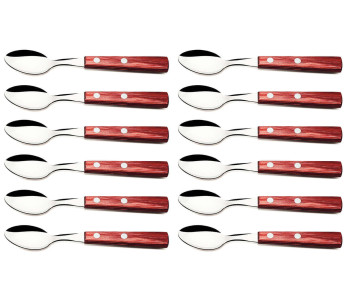 Set van 12 Tramontina rode thee-, koffie- en dessertlepels