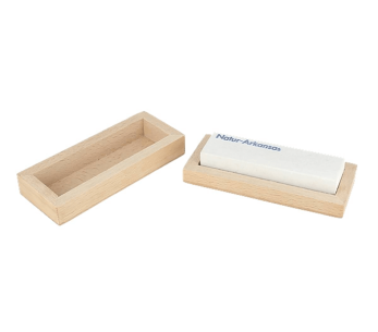 Piedra natural de Arkansas de grano ultrafino con soporte de madera 2