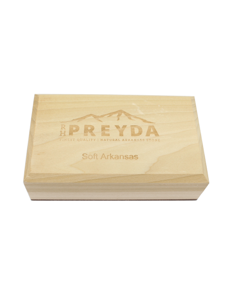 Piedra natural de Arkansas Suave Arkansas RH PREYDA grano medio + soporte de madera