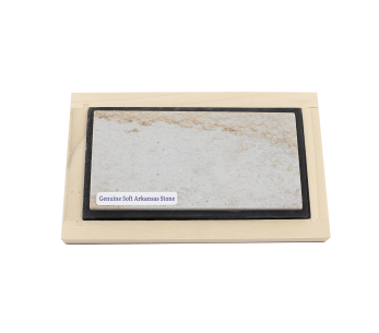 Piedra natural de Arkansas Suave Arkansas RH PREYDA grano medio + soporte de madera