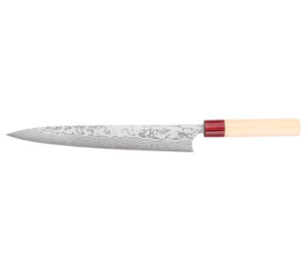 Faca japonesa sujihiki Masagake Kiri 27cm 49 camadas de damasco feita à mão
