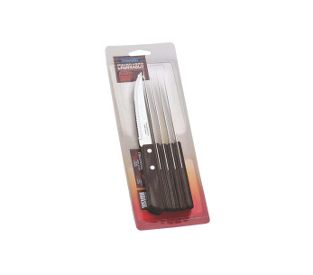 Set di 6 coltelli da bistecca Tramontina, lama seghettata da 11 cm, manico marrone 2