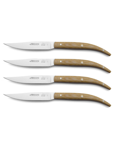 Set mit 4 Steakmessern Arcos The Origin 11cm Micarta-Griffschalen beige