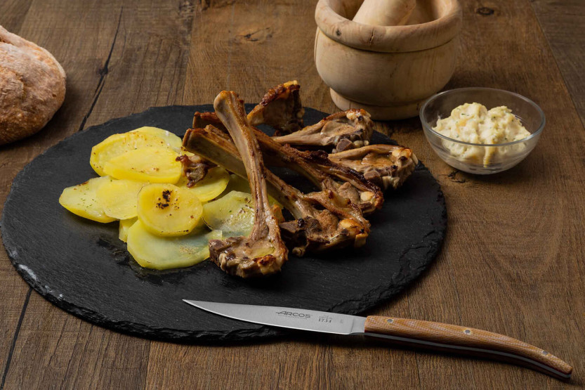 Set van 4 Arcos The Origin 11 cm steakmessen met beige micarta handgrepen