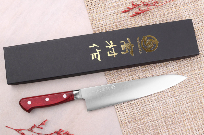 Cuchillo de cocinero tradicional japonés Takamura SGR 21cm acero SPG2