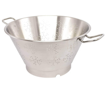 Professional Matfer ruostumattomasta teräksestä valmistettu kartiomainen siivilä pyöreällä pohjalla + kahvat 45cm
