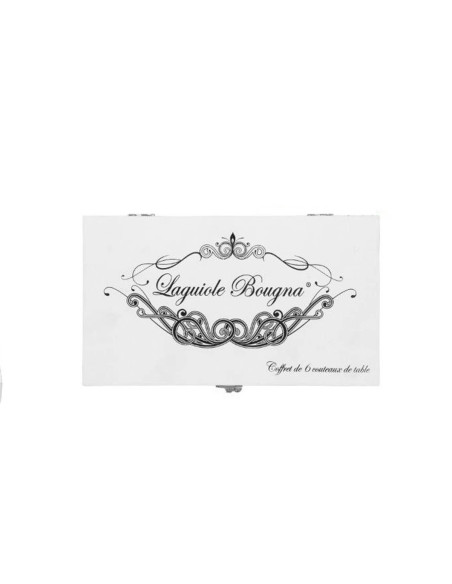 Set of 6 Prestige Laguiole Bougna table knives with carved bone handles