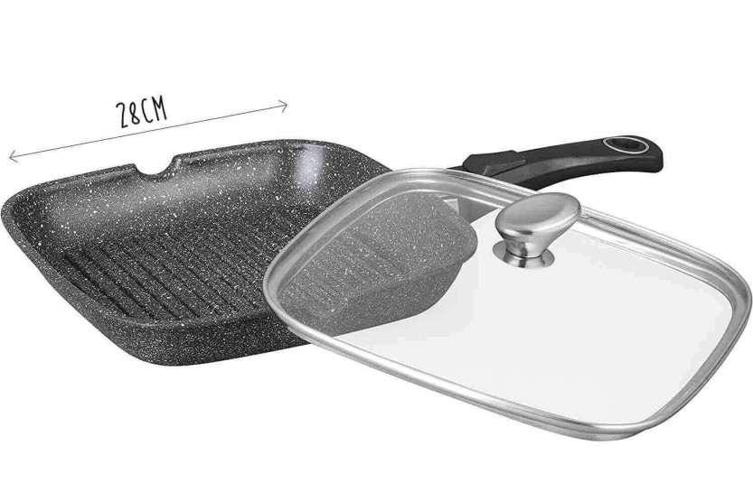 Pradel Excellence Premium støbejernsgrillpande 28x28 cm i stenstil til alle brændere/ induktion