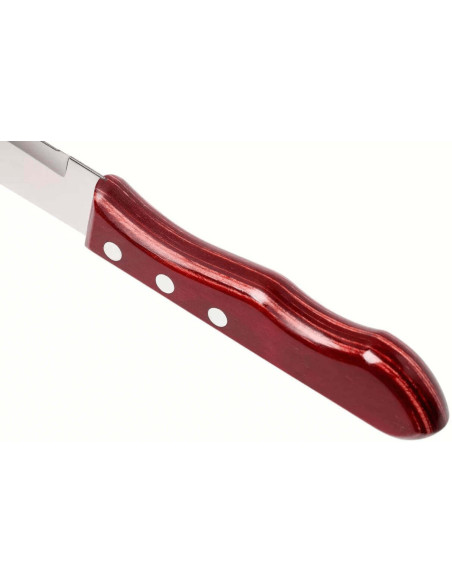 Sæt med 12 Tramontina Jumbo steakknive, 13 cm blad, rødt skaft