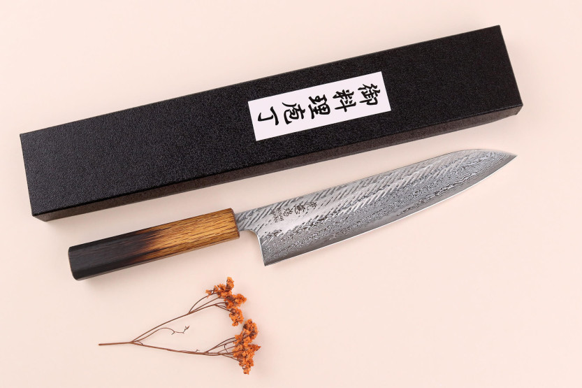 21cm Wusaki Nawame AUS10 damas kokin veitsi, käsintehty Japanissa.