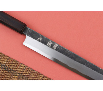 Hatsukokoro Shirasagi Faca yanagiba artesanal japonesa de 26 cm com cabo de ébano 2
