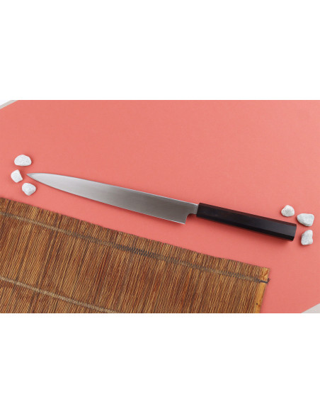 Hatsukokoro Shirasagi 26cm cuchillo japonés yanagiba hecho a mano con mango de ébano