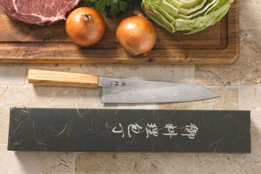 Yuzo Ryuho 24cm Japansk kiritsuke gyuto kniv SG2 Damaskus