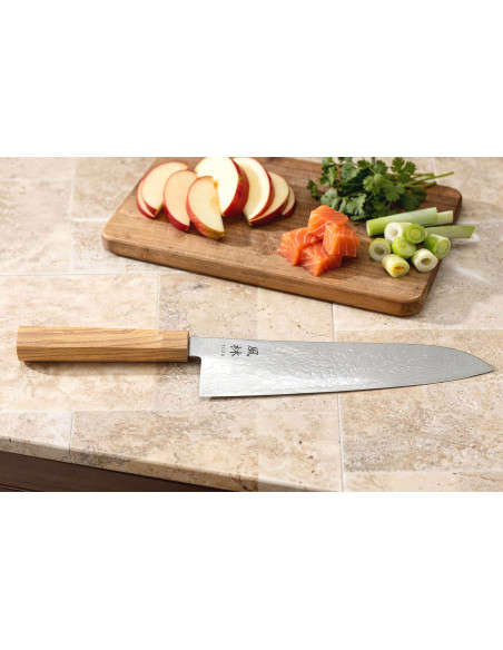 Coltello gyuto giapponese da 24 cm Yuzo Ryuho SG2 Damasco