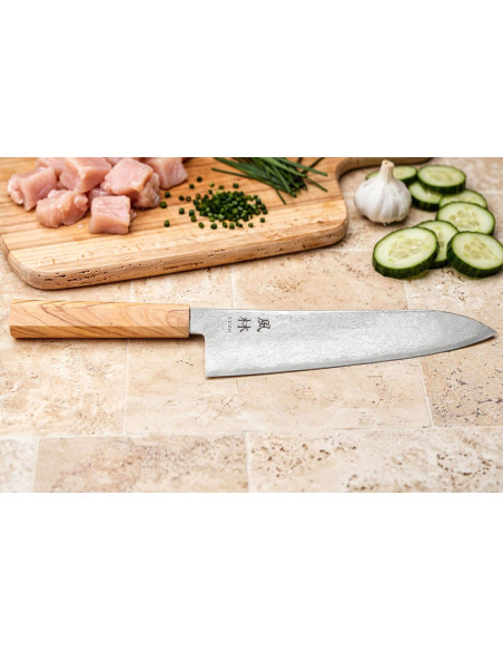 Faca gyuto japonesa de 21cm Yuzo Ryuho SG2 Damascus