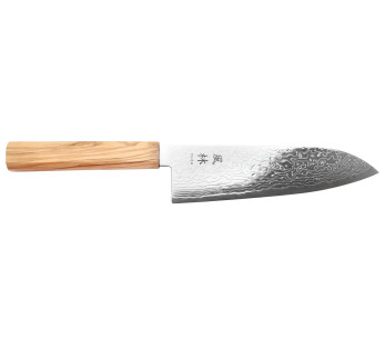 Faca japonesa santoku Yuzo Ryuho SG2 Damascus de 18 cm