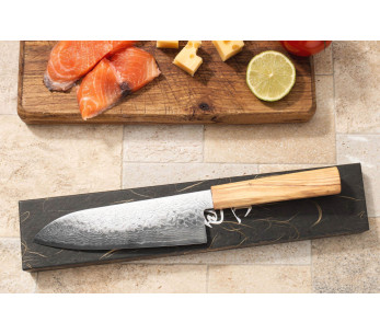 Faca japonesa santoku Yuzo Ryuho SG2 Damascus de 18 cm 2