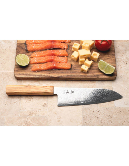 Coltello santoku giapponese 18 cm Yuzo Ryuho SG2 Damasco