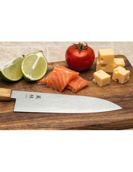 Faca japonesa santoku Yuzo Ryuho SG2 Damascus de 18 cm
