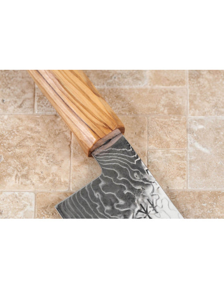 Faca japonesa santoku Yuzo Ryuho SG2 Damascus de 18 cm