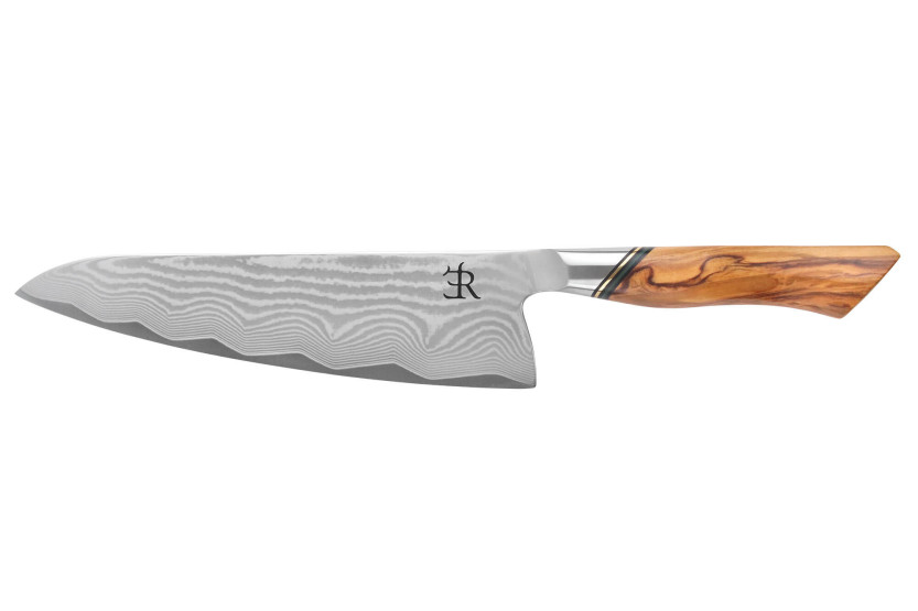 Kockkniv 20,5cm Ryda Knives A-73 Legacy Damaskus och olivträhandtag