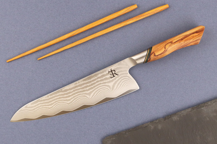 Cuchillo de cocinero 20,5cm Cuchillos Ryda A-73 Legacy Damasco y mango de madera de olivo
