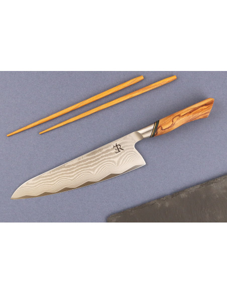 Chef knife 20,5cm Ryda Knives A-73 Legacy Damascus and olive wood handle