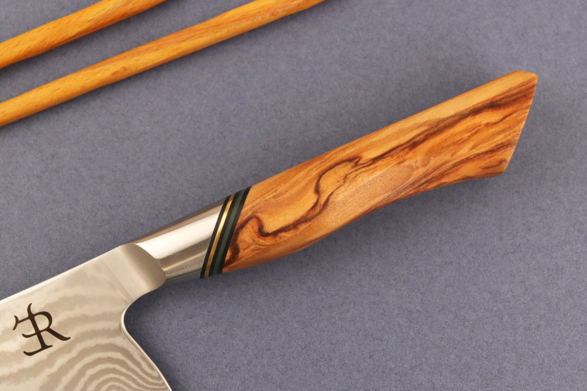 Ryda Knives A-73 Legacy Damaskus og håndtak i oliventre, kokkekniv 20,5 cm