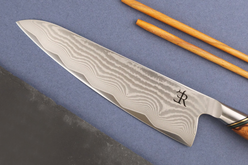 Koksmes 20,5cm Ryda Messen A-73 Legacy Damascus en olijfhouten handvat