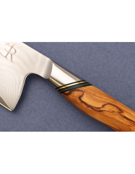 Faca de cozinha 20,5cm Ryda Knives A-73 Legacy Damascus e cabo em madeira de oliveira