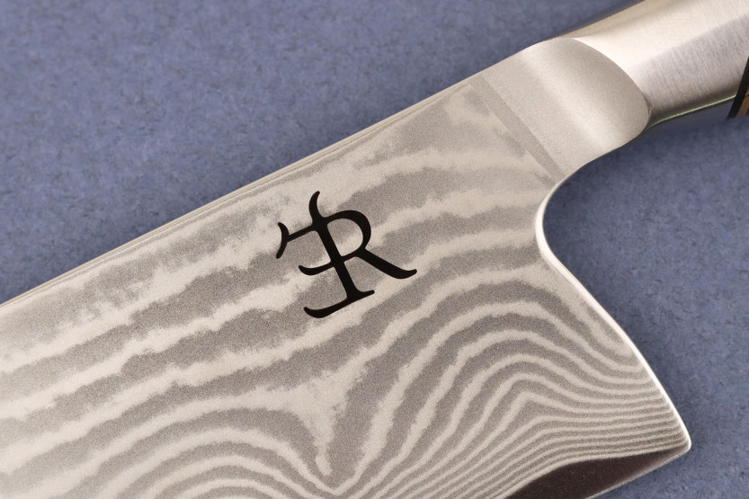Kockkniv 20,5cm Ryda Knives A-73 Legacy Damaskus och olivträhandtag