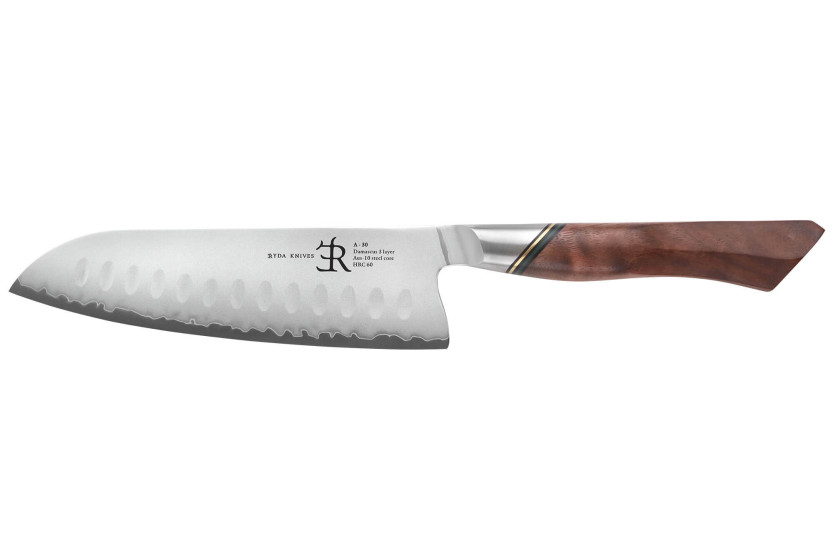 Ryda Knives A-30 San Maï 18 cm santokukniv med håndtak i valnøtt