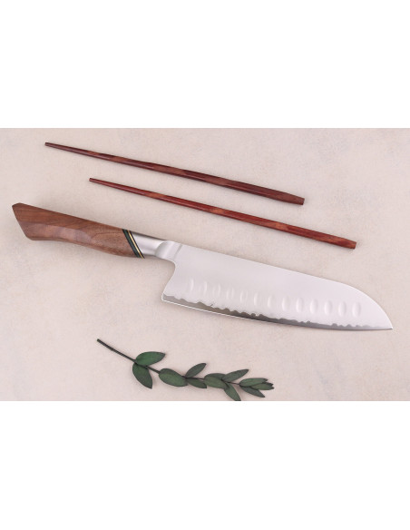Santokumesser 18cm Ryda Knives A-30 San Maï und Griff aus Walnussholz