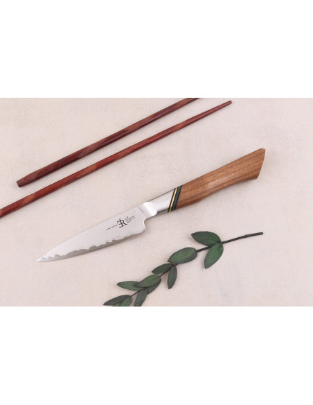 Spickmesser 9cm Ryda Knives A-30 San Maï und Griff aus Walnussholz
