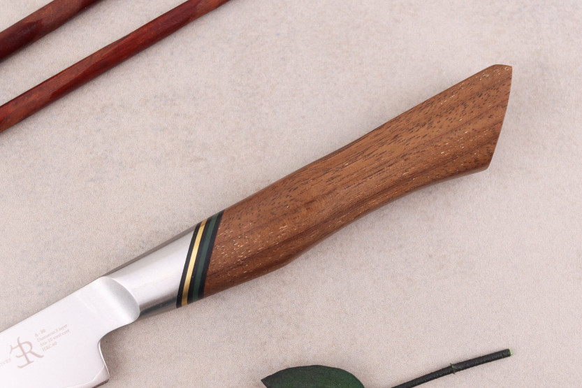 Ryda Knives A-30 San Maï Faca de aparar de 9 cm com cabo de nogueira