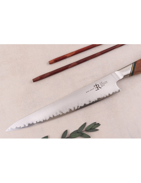 Tranchiermesser 20,5cm Ryda Knives A-30 San Maï und Griff aus Walnussholz