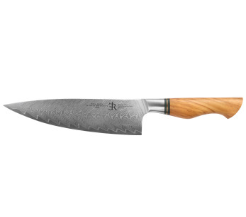 21 cm Ryda Knives ST650 Damaskus kokkekniv med håndtak i oliventre