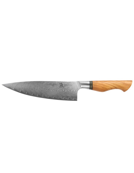 Chef knife 21cm Ryda Knives ST650 Damascus with olive wood handle