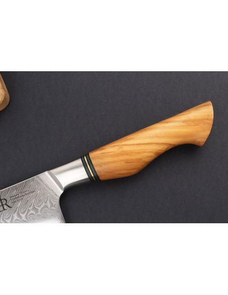 Chef knife 21cm Ryda Knives ST650 Damascus with olive wood handle
