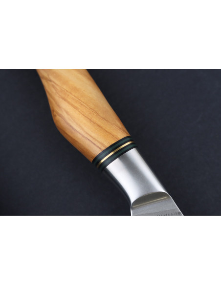 21cm Ryda Messen ST650 Damascus koksmes met olijfhouten handvat