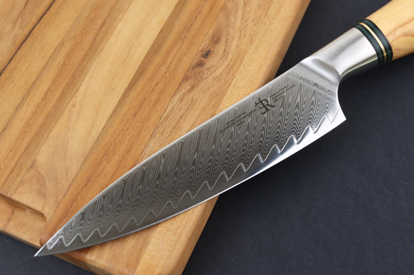 13,5cm Ryda Messen ST650 Damascus hobbymes met olijfhouten handvat