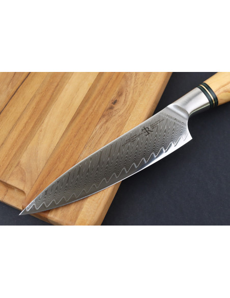 13,5cm Cuchillo Ryda ST650 Damasco con mango de madera de olivo