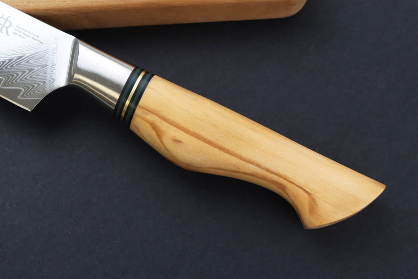 13,5cm Cuchillo Ryda ST650 Damasco con mango de madera de olivo