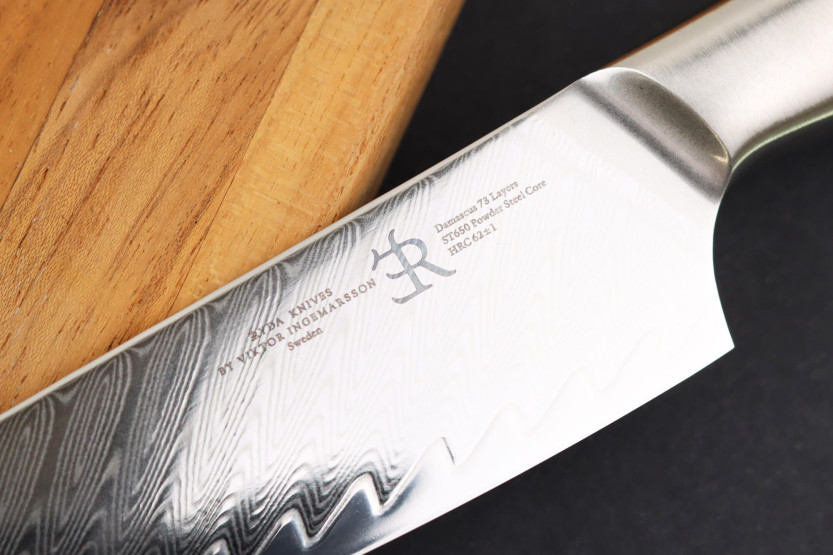 13,5cm Ryda Messen ST650 Damascus hobbymes met olijfhouten handvat