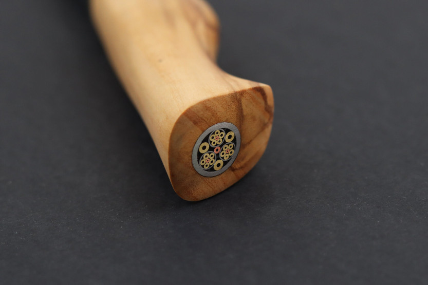 13,5cm Cuchillo Ryda ST650 Damasco con mango de madera de olivo