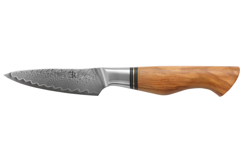 9,5cm Ryda Knives ST650 Damaskus skalkniv med olivträhandtag