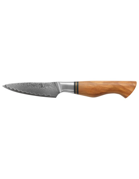 Spickmesser 9,5cm Ryda Knives ST650 Damast und Griff aus Olivenholz
