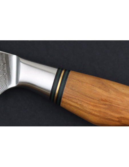 9,5cm Ryda Messen ST650 Damascus schilmesje met olijfhouten handvat