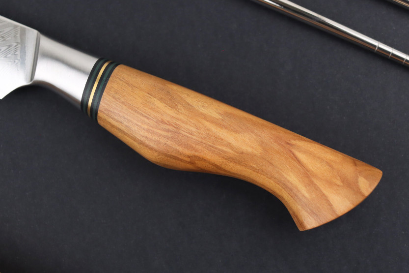 9,5cm Ryda Messen ST650 Damascus schilmesje met olijfhouten handvat