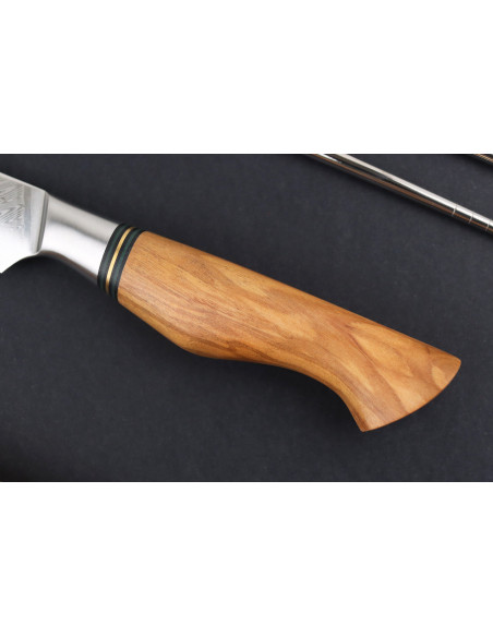 9.5cm Ryda Knives ST650 Damascus paring knife with olive wood handle